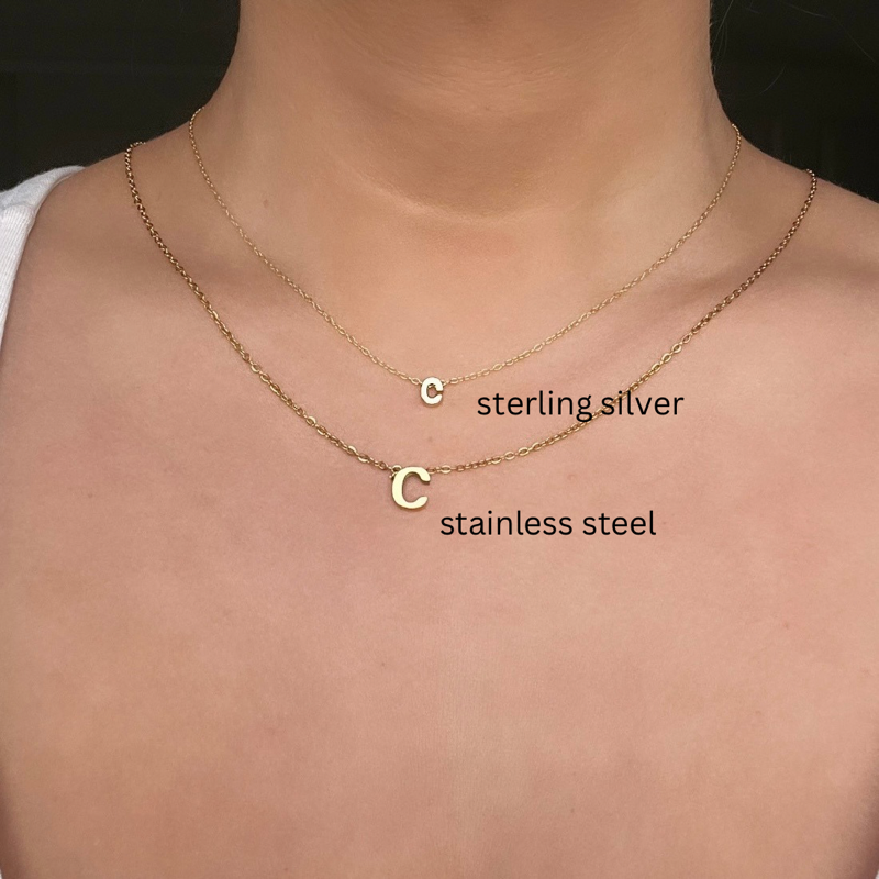 Dainty Initial Necklace Bliss and Stone